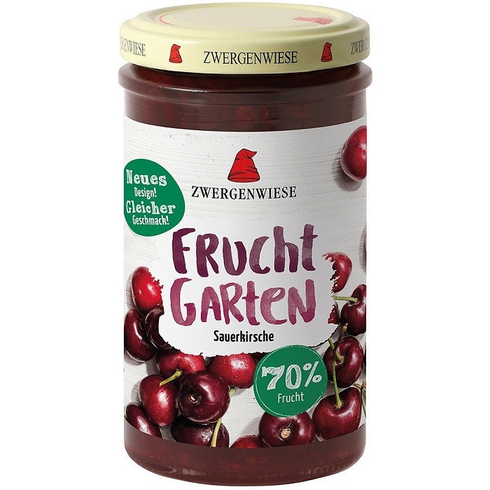 Gem de visine bio, indulcit cu nectar de agave 225g Zwergenwiese