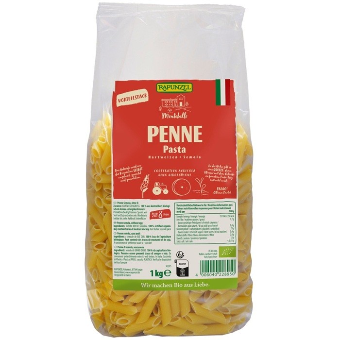 Penne semola din gris de grau dur bio 1 kg Rapunzel