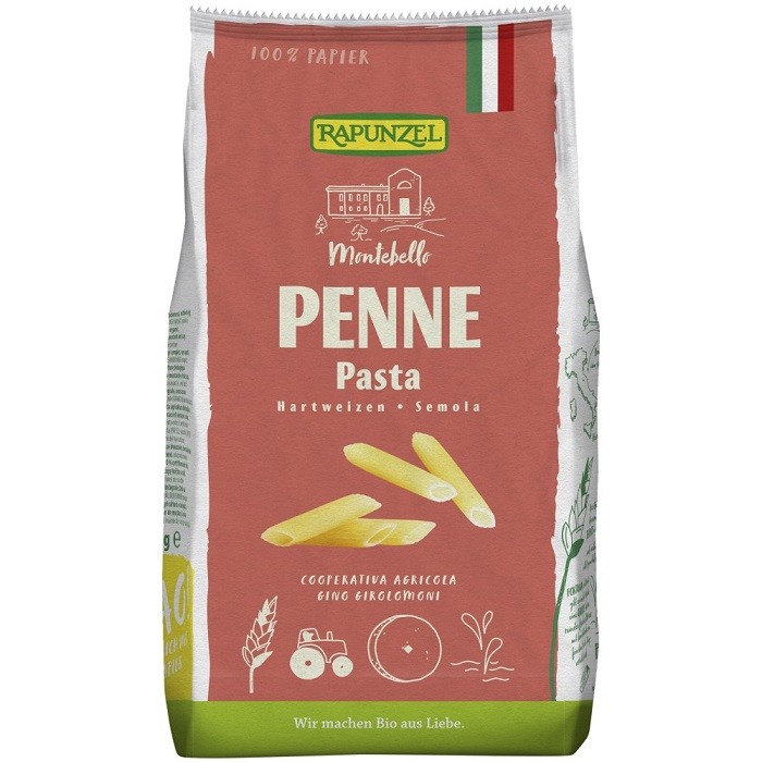 Penne semola din gris de grau dur bio 500g Rapunzel