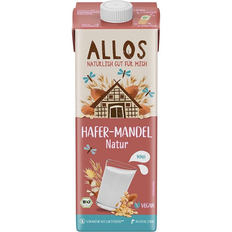 Bautura de ovaz cu migdale bio, fara zahar 1000 ml Allos
