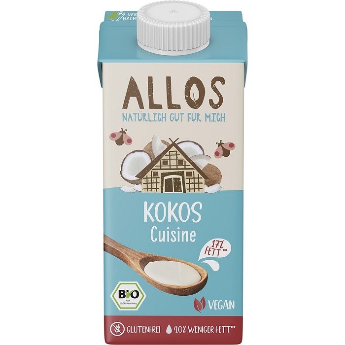 Crema de cocos lichida bio, pentru gatit 200ml Allos