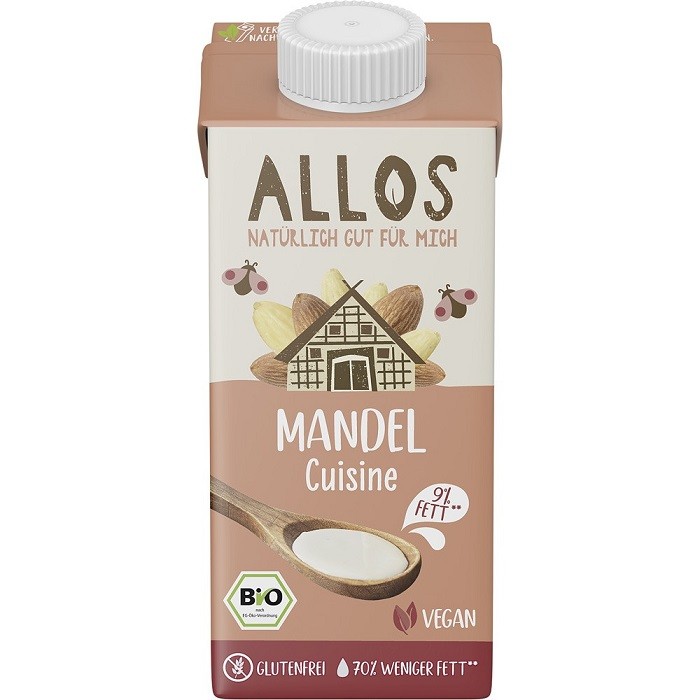 Crema de migdale lichida bio, pentru gatit 200ml Allos
