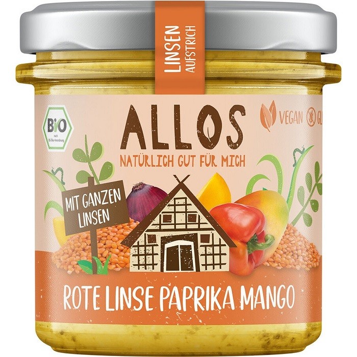 Crema tartinabila din linte, ardei si mango bio 140g Allos
