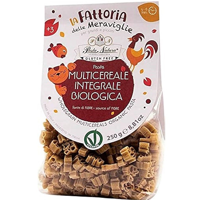 Paste integrale din multicereale bio, fara gluten, pentru copii 250g Pasta Natura