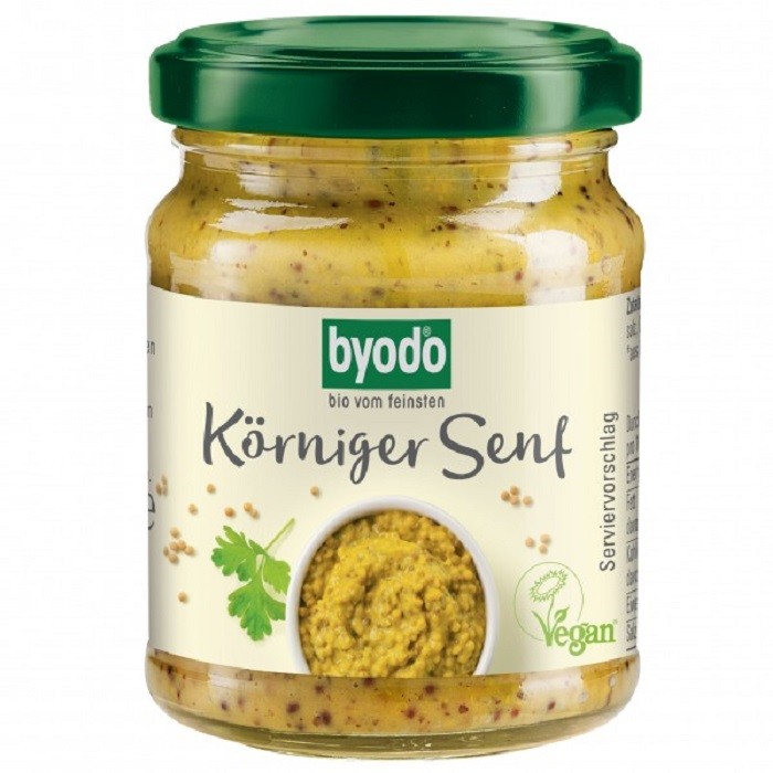 Mustar mediu cu boabe de mustar bio, fara gluten 125ml Byodo