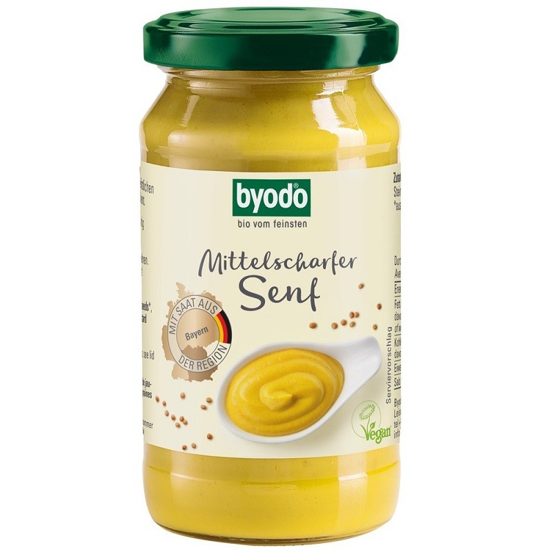 Mustar usor picant bio, fara gluten 200ml Byodo