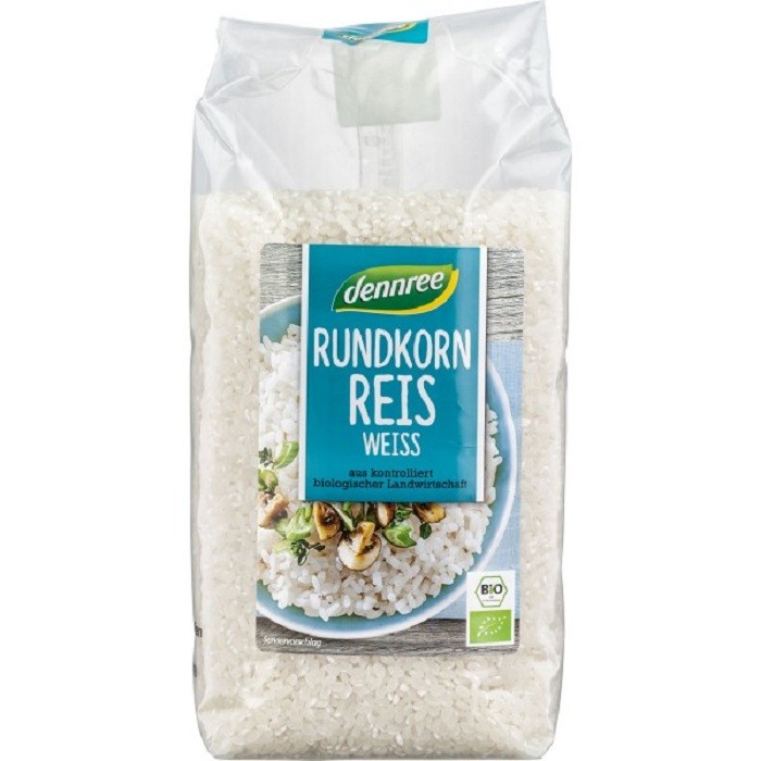 Orez alb cu bob rotund bio 1Kg Dennree