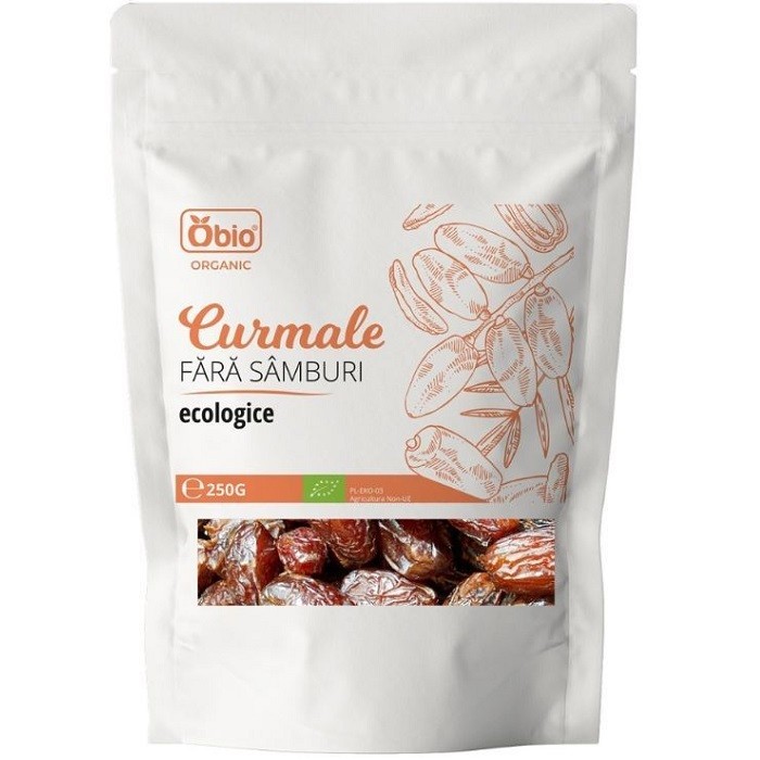 Curmale bio raw fara samburi, fara sulfiti 250g Obio