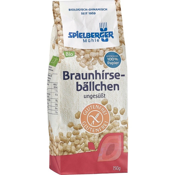 Bilute din mei maro neindulcite bio, fara gluten 150g Spielberger
