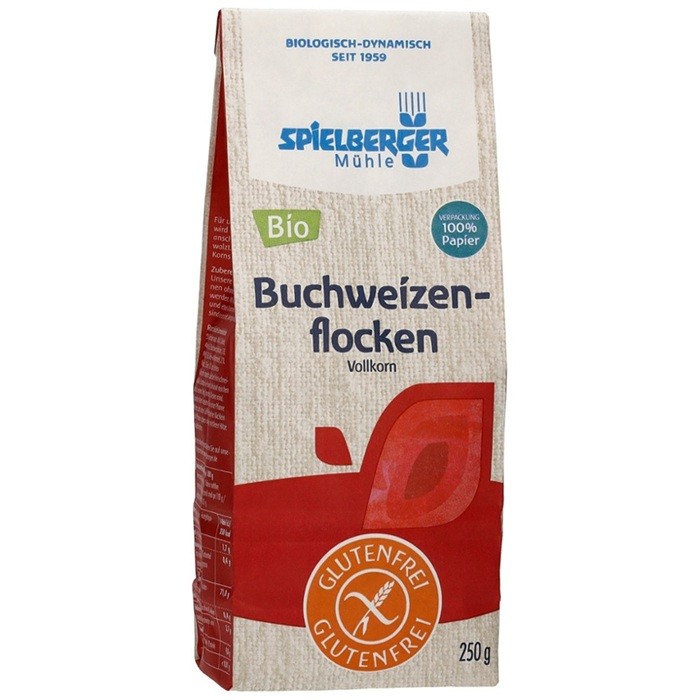 Fulgi de hrisca integrali bio, fara gluten 250g Spielberger