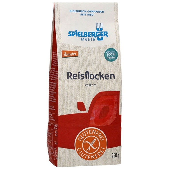 Fulgi de orez integral bio Demeter, fara gluten 250g Spielberger