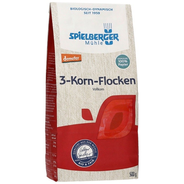 Fulgi din 3 cereale integrale bio Demeter, fara gluten 500g Spielberger