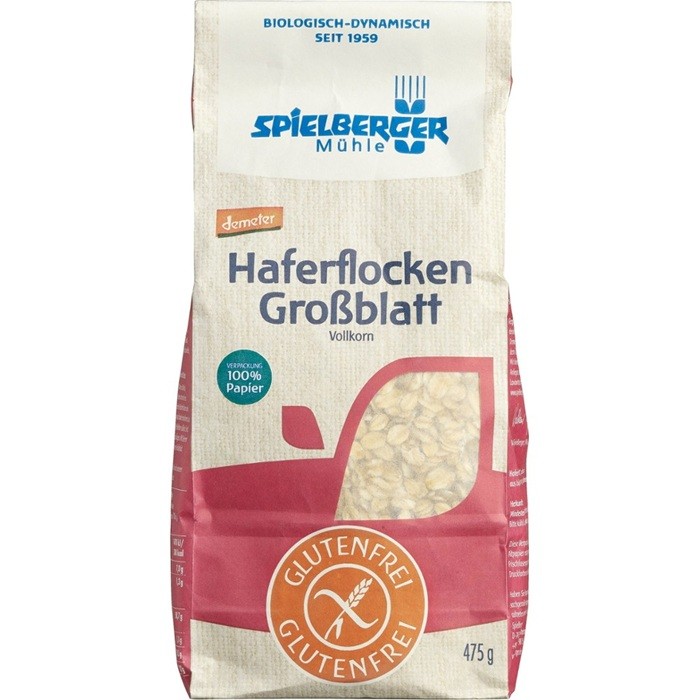 Fulgi mari de ovaz integral bio Demeter, fara gluten 475g Spielberger