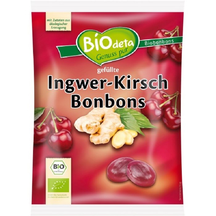 Bomboane cu ghimbir si cirese bio 75g BioDeta