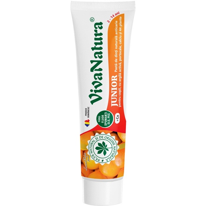 Pasta de dinti cu portocale pentru copii, naturala 80ml Gennadent Junior VivaNatura