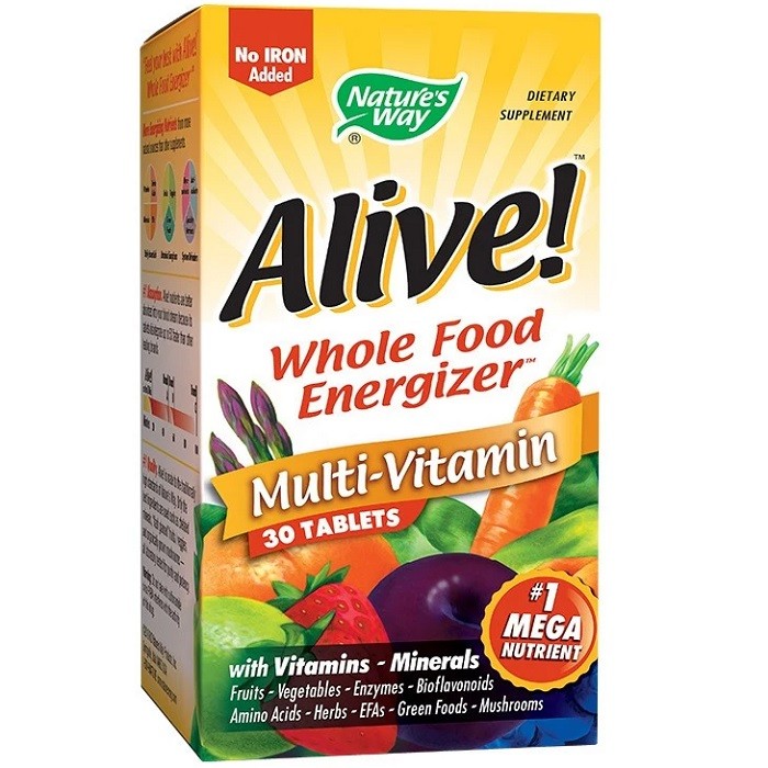 Alive Complex de vitamine si minerale, fara fier adaugat 30 tablete Nature’s Way