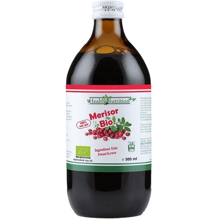 Suc de Merisor bio pur, fara zahar 500ml Health Nutrition