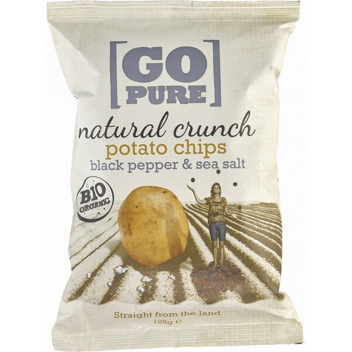 Chipsuri Canyon din cartofi bio cu sare si piper, fara gluten 125g GoPure