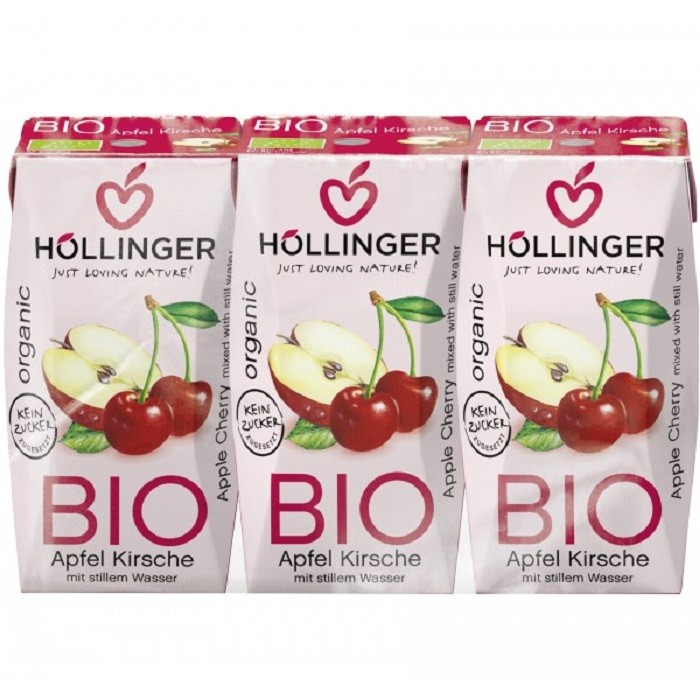 Suc de mere si cirese bio, fara zahar 600ml Hollinger