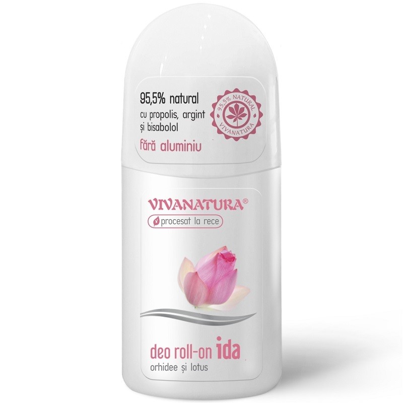 Deodorant roll-on natural IDA cu Orhidee si Lotus, fara aluminiu 50ml Vivanatura