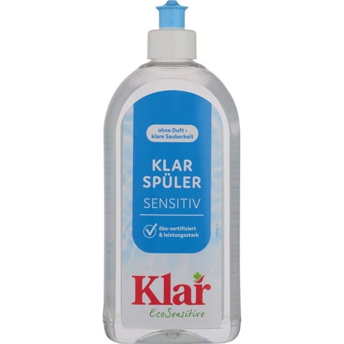 Solutie pentru clatire vase, fara parfum 500ml Klar Eco Sensitive