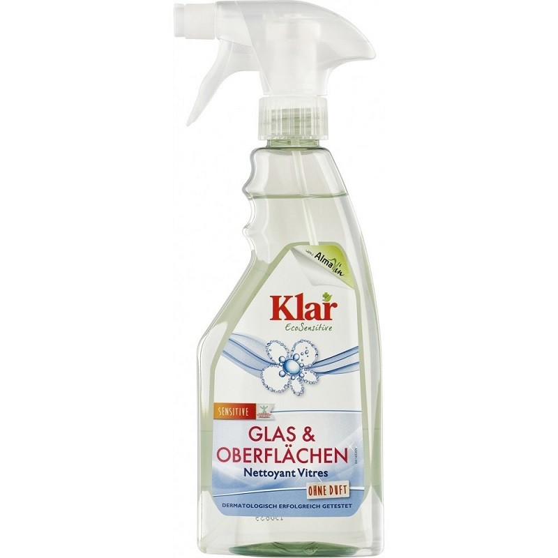 Solutie pentru curatat si degresat suprafete din sticla, cu pulverizator 500ml Klar Eco Sensitive