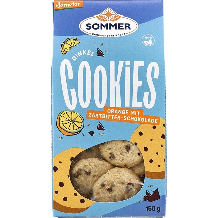 Biscuiti din spelta cu ciocolata si portocale bio 150g Sommer-Co