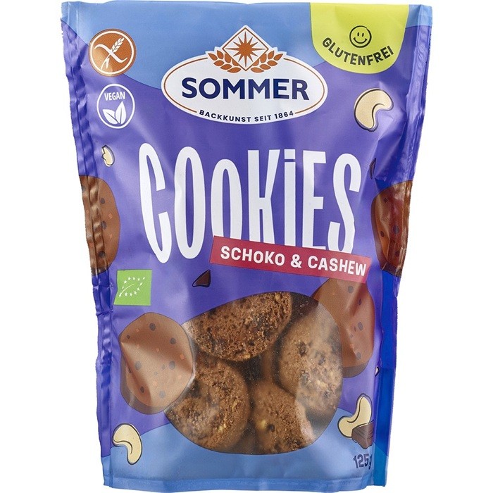 Biscuiti cu ciocolata si caju, fara gluten bio 125g Sommer-Co