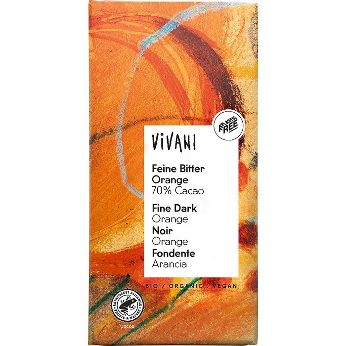 Ciocolata amaruie cu cacao 70% si ulei de portocale vegana bio 100g Vivani