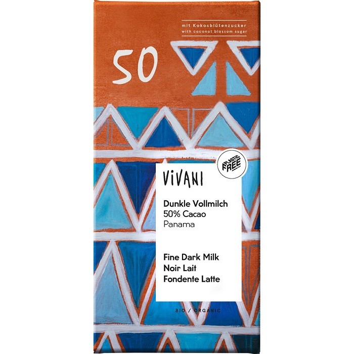 Ciocolata cu 50% cacao si lapte integral bio 80g Vivani