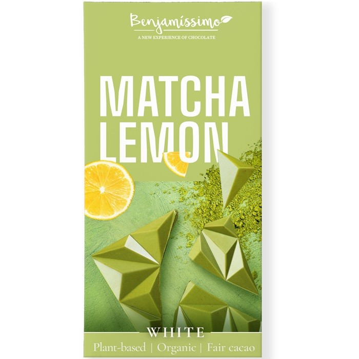 Ciocolata alba cu matcha si lamaie bio 60g Benjamissimo