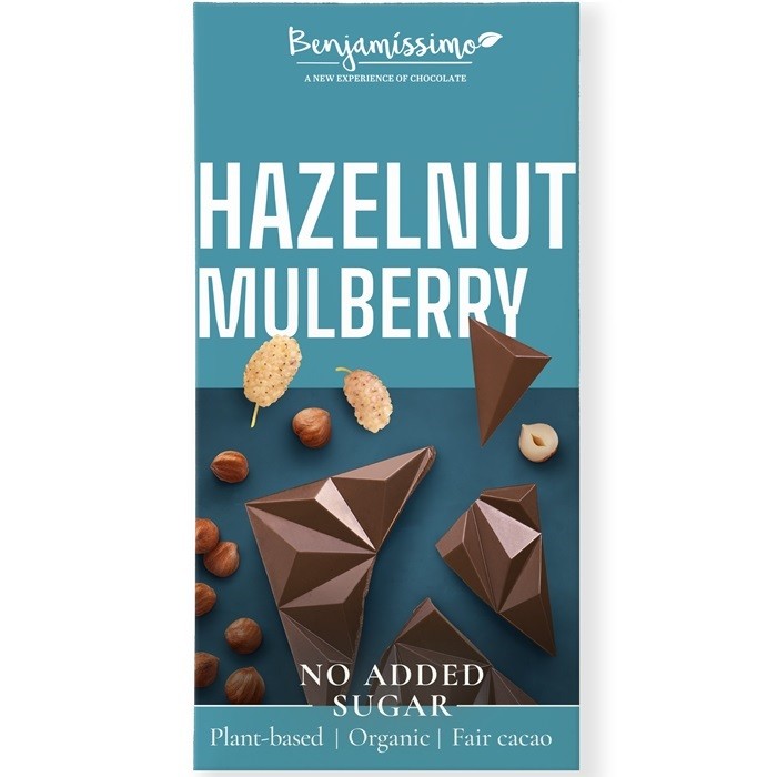Ciocolata cu alune de padure si dude bio, fara zahar 60g Benjamissimo