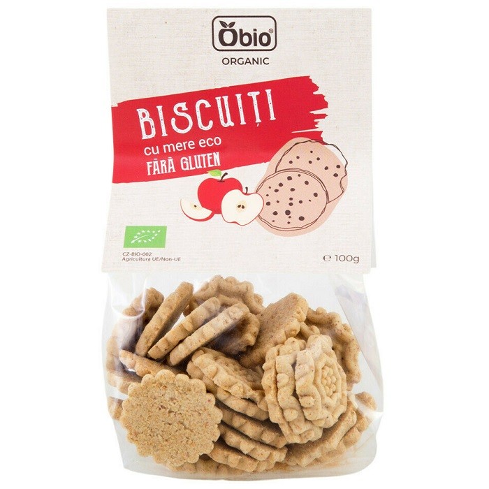 Biscuiti cu mere bio, fara gluten 100g Obio