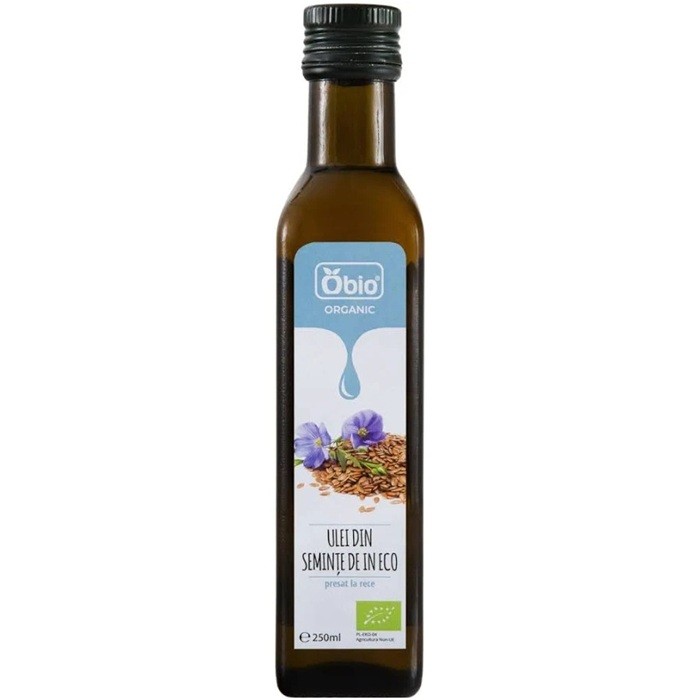 Ulei din seminte de in bio, presat la rece 250ml Obio