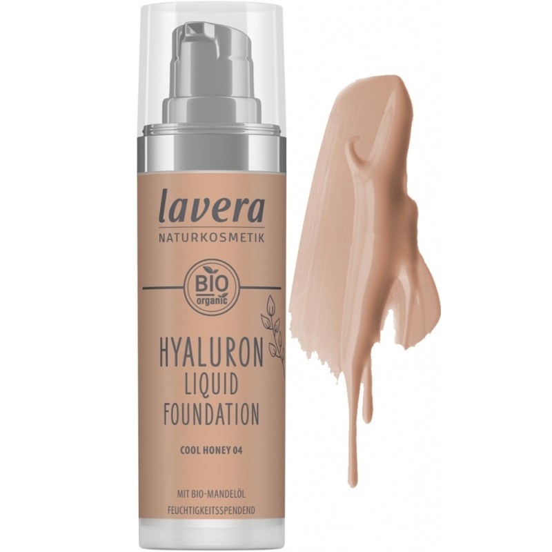 Fond de ten natural cu acid hialuronic Hyaluron Liquid Cool Honey 04, bio vegan 30ml Lavera