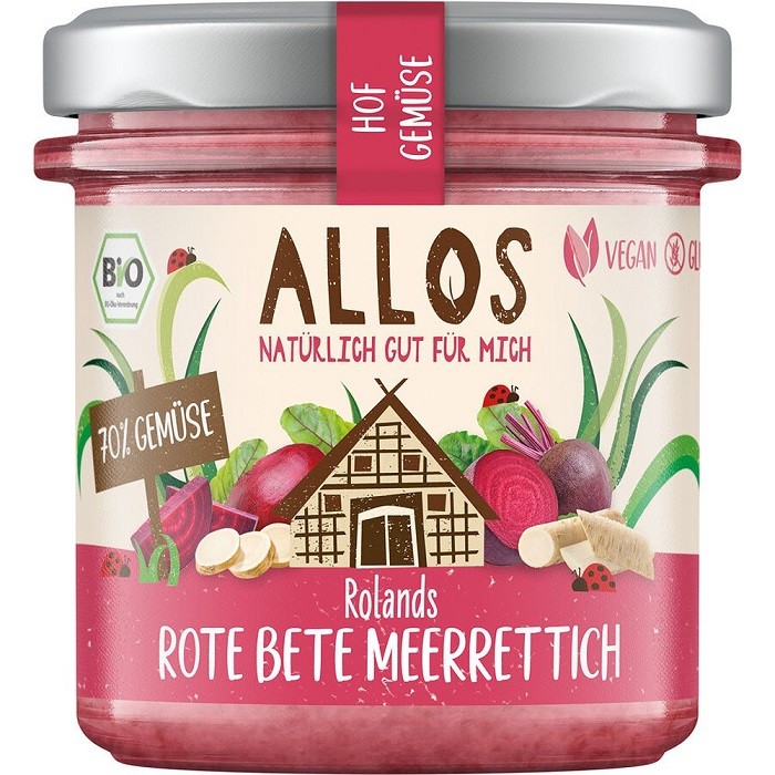 Crema tartinabila de sfecla rosie si hrean bio, fara gluten 135g Allos