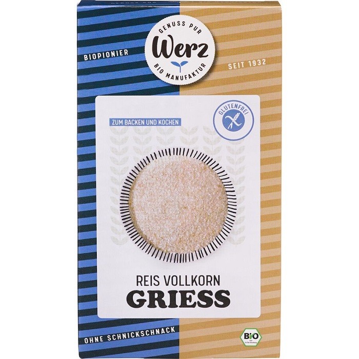 Gris de orez integral bio, fara gluten 250g Werz