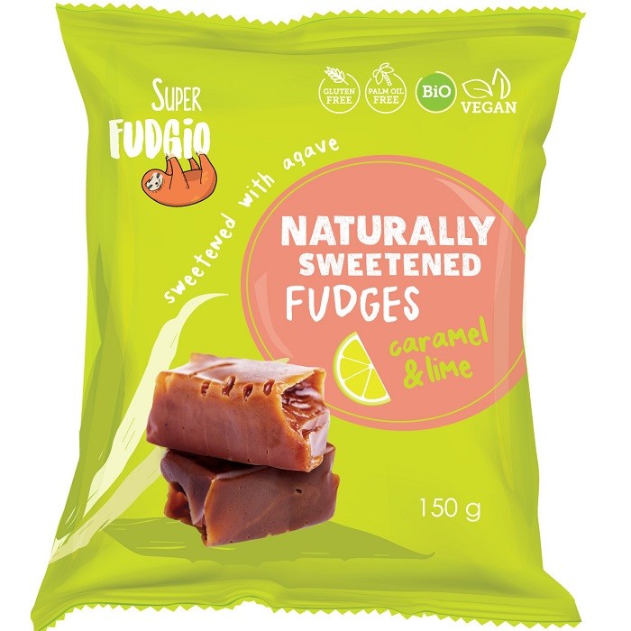 Caramele cu aroma de caramel si lime bio 150g Super Fudgio