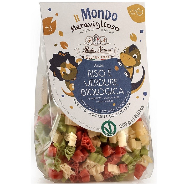 Paste de orez cu sfecla si spanac bio fara gluten pentru copii 250g Pasta Natura