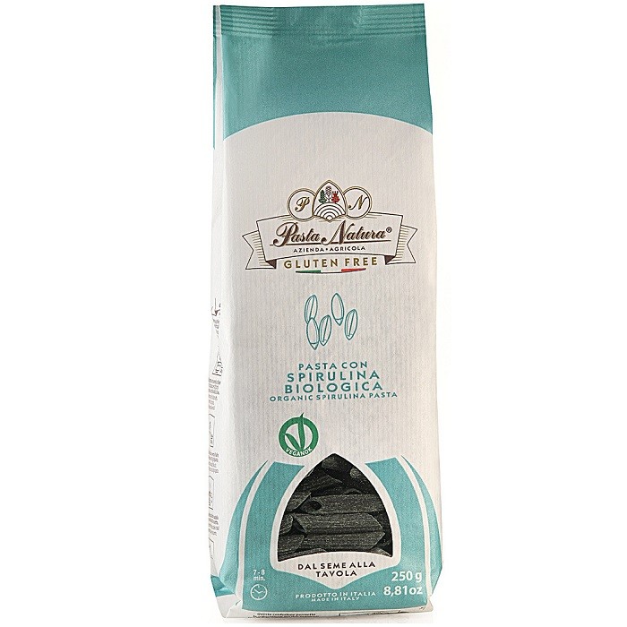 Paste din orez cu spirulina bio, fara gluten 250g Pasta Natura