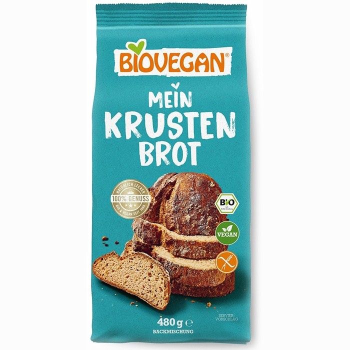 Mix de faina pentru paine cu crusta, fara gluten bio 480g Biovegan