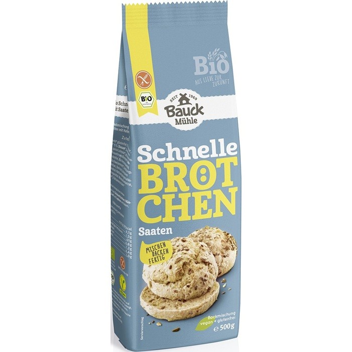 Mix de faina pentru chifle rapide cu seminte bio, fara gluten 500g Bauckhof