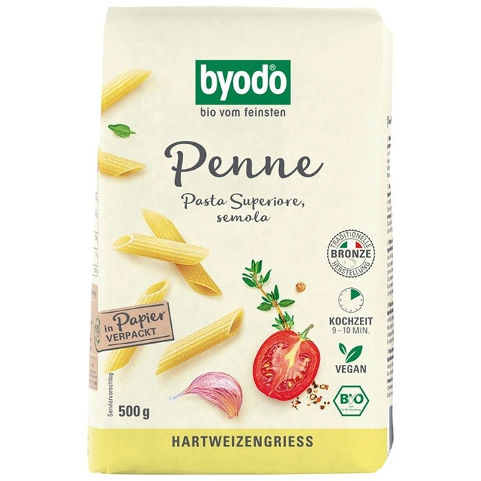 Penne semola din grau dur bio 500g Byodo