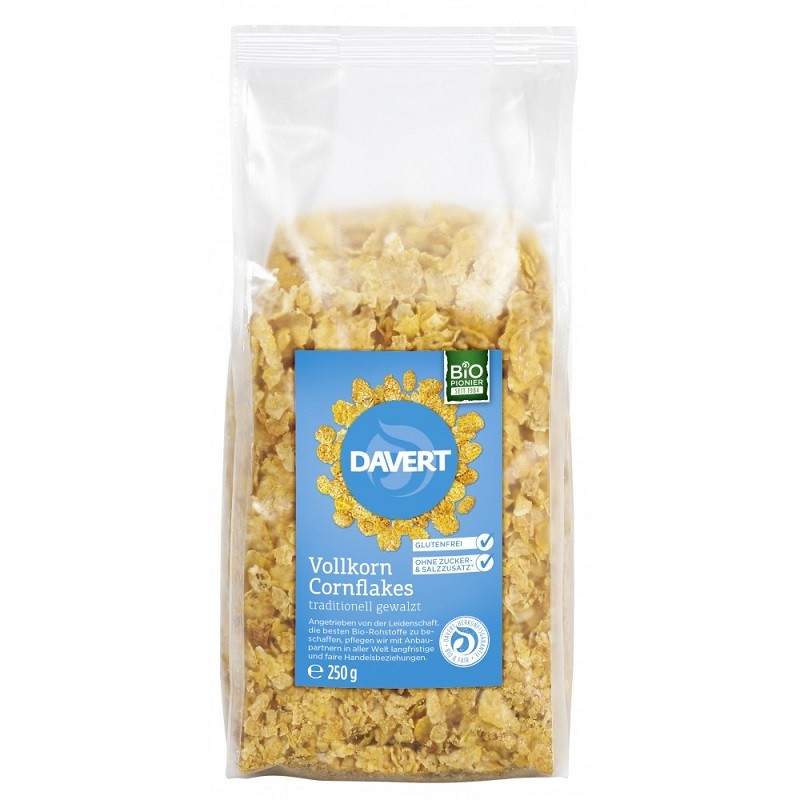 Fulgi integrali de porumb bio, fara gluten 250g Davert