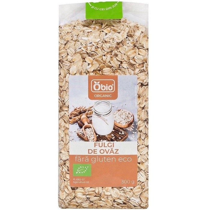 Fulgi de ovaz fara gluten, bio 300g Obio