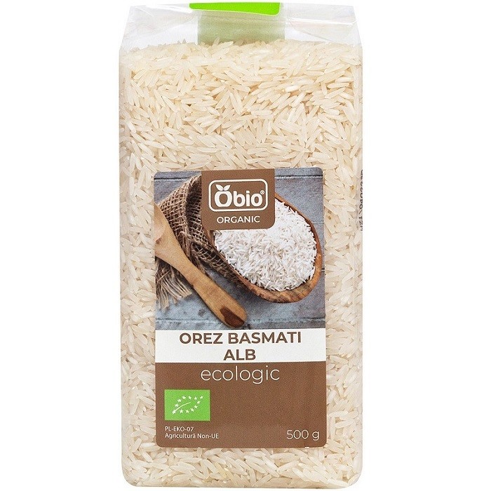 Orez basmati alb bio, fara gluten 500g Obio