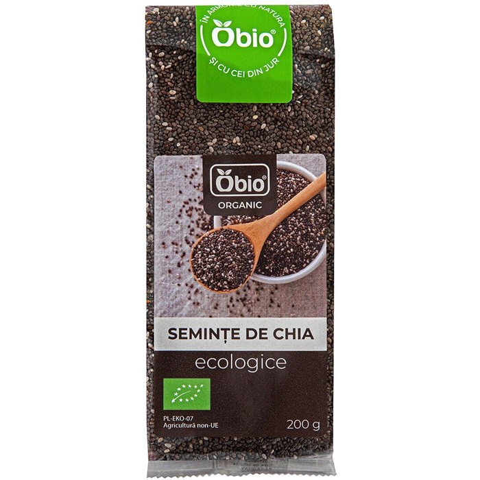 Seminte de chia raw bio, vegan 200g Obio
