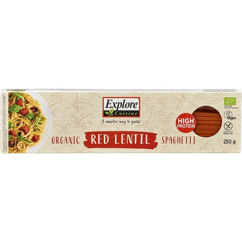 Spaghetti din linte rosie bio, fara gluten 250g Explore Cuisine