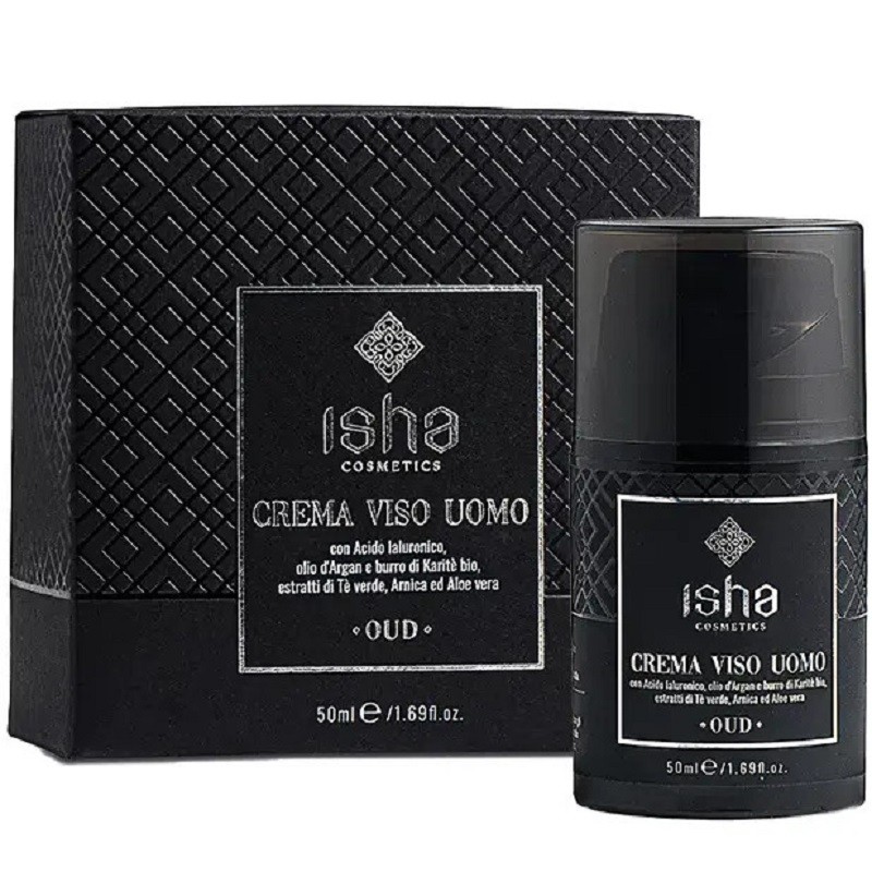 Crema de fata pentru barbati, cu acid hialuronic si ulei de argan 50ml Isha Cosmetics