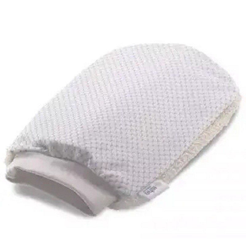 Manusa exfolianta din bumbac cu fir alb argintiu Isha Cosmetics
